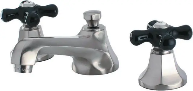 Alt view image 6 of 7 - Kingston Brass KS4468PKX Metropolitan Onyx Widespread Lavatory Faucet With Black