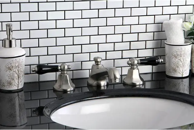 Alt view image 9 of 9 - Kingston Brass KS4468PKL Metropolitan Onyx Widespread Lavatory Faucet With Black