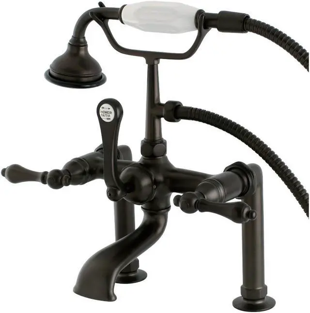 Alt view image 4 of 4 - Kingston Brass AE103T5 Aqua Eden Vintage Deck Mount Clawfoot Tub Faucet, Oil Rubbed Bronze