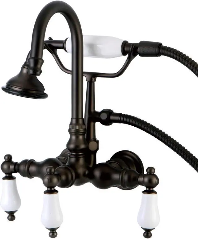 Alt view image 8 of 9 - Kingston Brass AE11T5 Aqua Eden Vintage Wall Mount Clawfoot Tub Faucet, Oil Rubbed Bronze