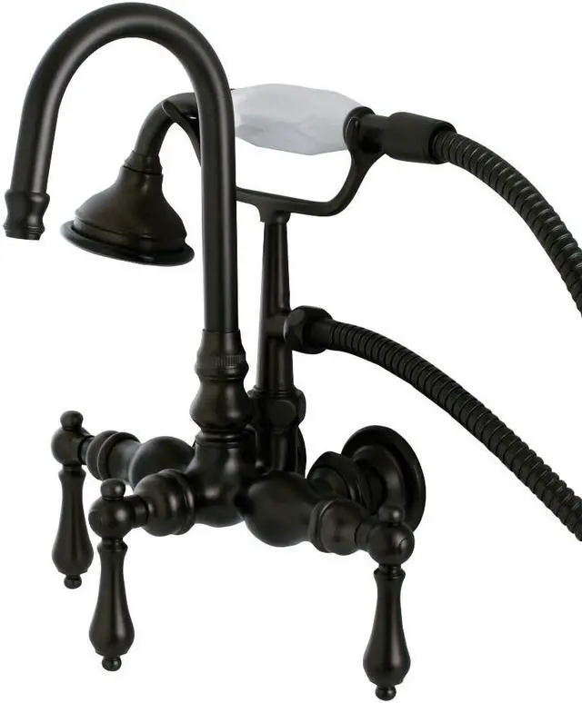 Alt view image 4 of 4 - Kingston Brass AE7T5 Aqua Eden Vintage Wall Mount Clawfoot Tub Faucet, Oil Rubbed Bronze