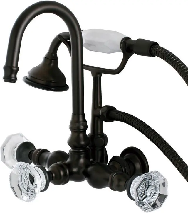 Alt view image 4 of 6 - Kingston Brass AE7T5WCL Aqua Eden Celebrity Wall Mount Clawfoot Tub Faucet, Oil Rubbed Bronze