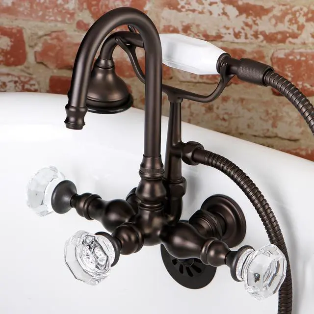 Alt view image 5 of 6 - Kingston Brass AE7T5WCL Aqua Eden Celebrity Wall Mount Clawfoot Tub Faucet, Oil Rubbed Bronze