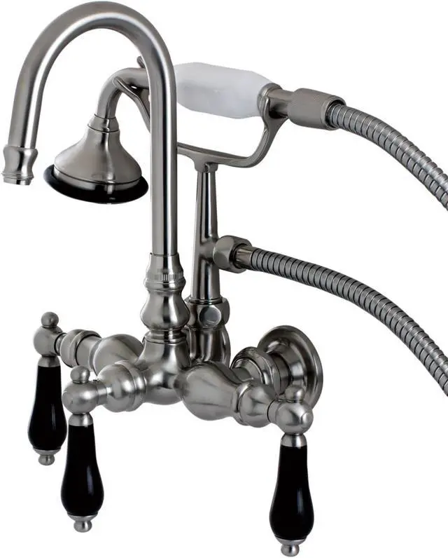 Alt view image 3 of 4 - Kingston Brass AE7T8PKL Aqua Eden Wall Mount Clawfoot Tub Faucet, Satin Nickel