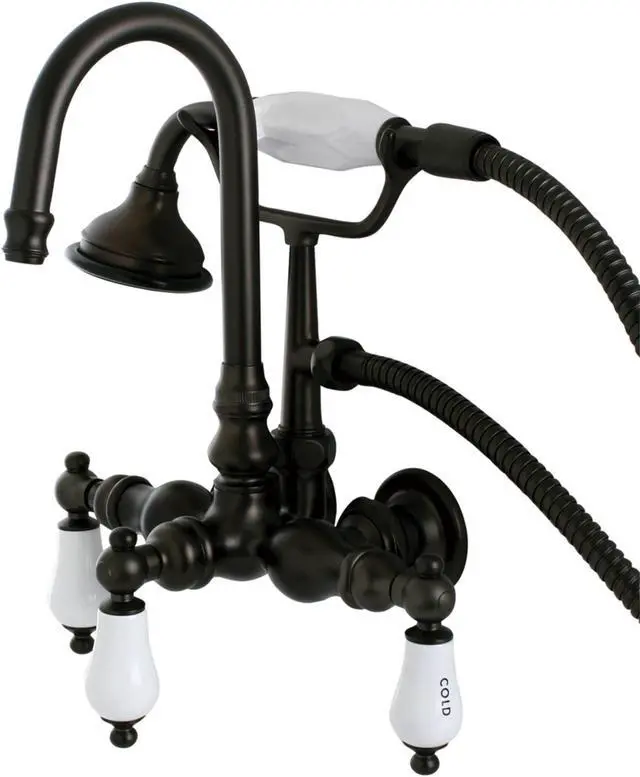 Alt view image 4 of 5 - Kingston Brass AE9T5 Aqua Eden Aqua Eden Wall Mount Clawfoot Tub Faucet, Oil Rubbed Bronze