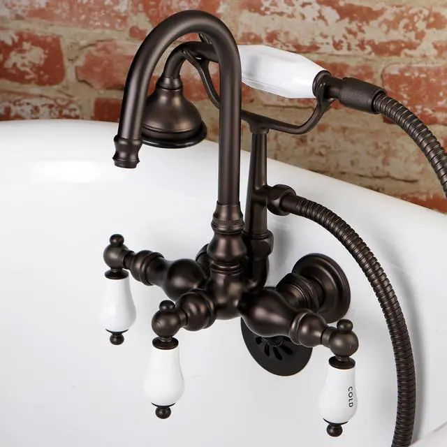 Alt view image 5 of 5 - Kingston Brass AE9T5 Aqua Eden Aqua Eden Wall Mount Clawfoot Tub Faucet, Oil Rubbed Bronze