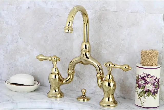 Alt view image 9 of 11 - kingston brass ks7992al english country lavatory faucet with brass popup, polished brass
