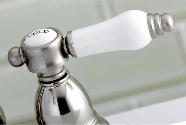 Alt view image 12 of 13 - Kingston Brass KS1608BPL 4 in. Centerset Lavatory Faucet with Brass Pop-Up Classic Cross Handle, Satin Nickel