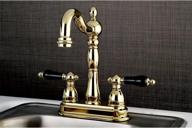 Alt view image 5 of 6 - Kingston Brass KB1492PKL 4 in. Centerset Bar Faucet, Polished Brass