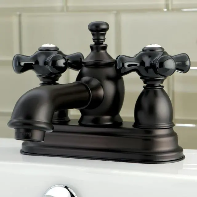 Alt view image 6 of 8 - Kingston Brass KS7005PKX 4 in. Long Spout Centerset Lavatory Faucet with Brass Pop-Up Cross Handle, Oil Rubbed Bronze