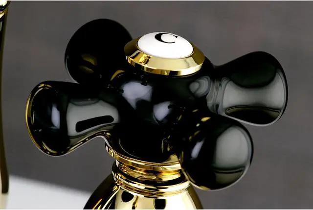 Alt view image 5 of 6 - Kingston Brass KB1492PKX 4 in. Centerset Bar Faucet with Classic Cross Handle, Polished Brass