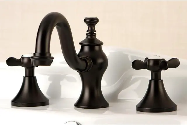 Alt view image 8 of 10 - Kingston Brass KC7165BEX Widespread Lavatory Faucet with Cross Handle & Brass Pop-Up, Oil Rubbed Bronze