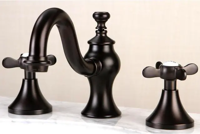 Alt view image 9 of 10 - Kingston Brass KC7165BEX Widespread Lavatory Faucet with Cross Handle & Brass Pop-Up, Oil Rubbed Bronze
