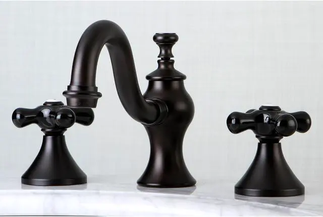 Alt view image 6 of 7 - Kingston Brass KC7165PKX Duches Widespread Lavatory Faucet with Cross Handle & Brass Pop-Up, Oil Rubbed Bronze