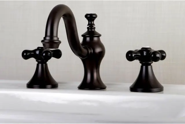 Alt view image 7 of 7 - Kingston Brass KC7165PKX Duches Widespread Lavatory Faucet with Cross Handle & Brass Pop-Up, Oil Rubbed Bronze