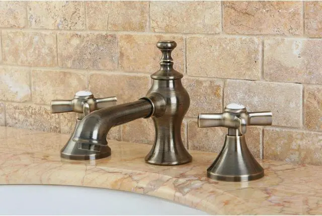 Alt view image 5 of 5 - Kingston Brass KC7063ZX Millennium widespread Lavatory Faucet with Brass Pop-Up Drain, Antique Brass
