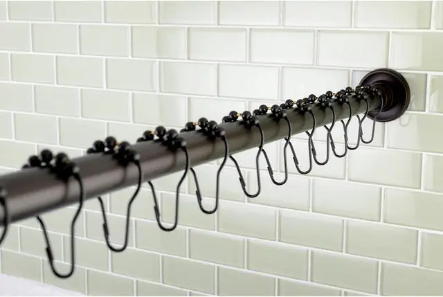 Alt view image 4 of 5 - Kingston Brass KSR605 72 in. Edenscape Americana Adjustable Stainless Steel Shower Curtain Rod with Ring Combo, Oil Rubbed Bronze