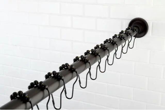 Alt view image 5 of 5 - Kingston Brass KSR605 72 in. Edenscape Americana Adjustable Stainless Steel Shower Curtain Rod with Ring Combo, Oil Rubbed Bronze