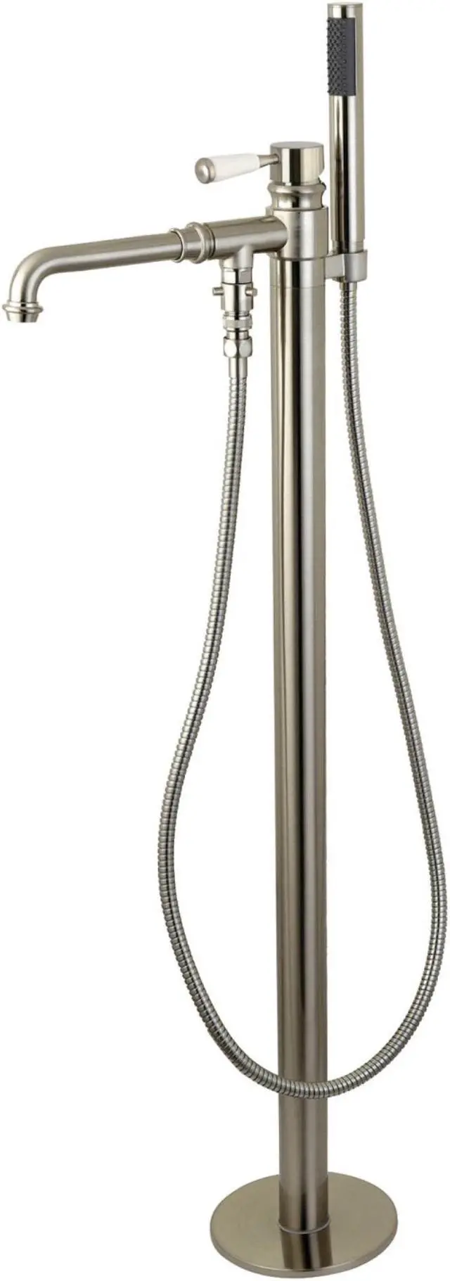 Alt view image 3 of 4 - Kingston Brass KS7038DPL Paris Paris Single Handle Freestanding Roman Tub Filler with Hand Shower, Brushed Nickel