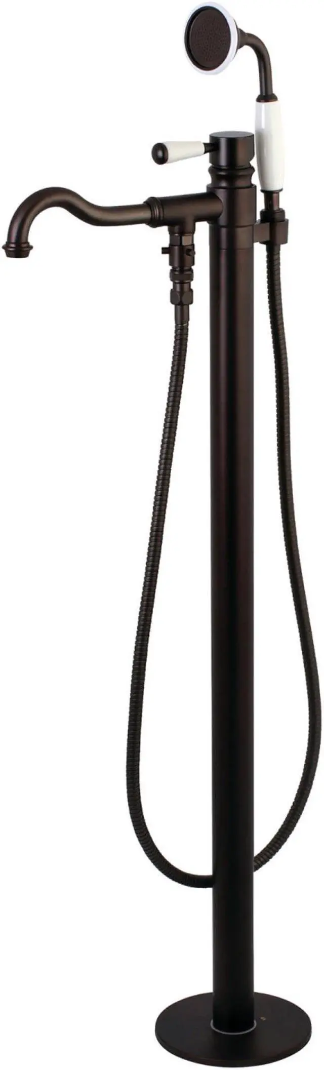 Alt view image 3 of 7 - Kingston Brass KS7135DPL Paris Paris Single Handle Freestanding Roman Tub Filler with Hand Shower, Oil Rubbed Bronze