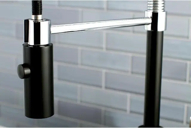 Alt view image 9 of 12 - Gourmetier LS8777CTL Continental Kitchen Faucet with Pull-Down Sprayer, Matte Black/Chrome