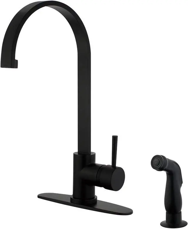 Alt view image 4 of 8 - Gourmetier LS8710DLSP 8-inch Centerset Kitchen Faucet with Side Sprayer, Matte Black