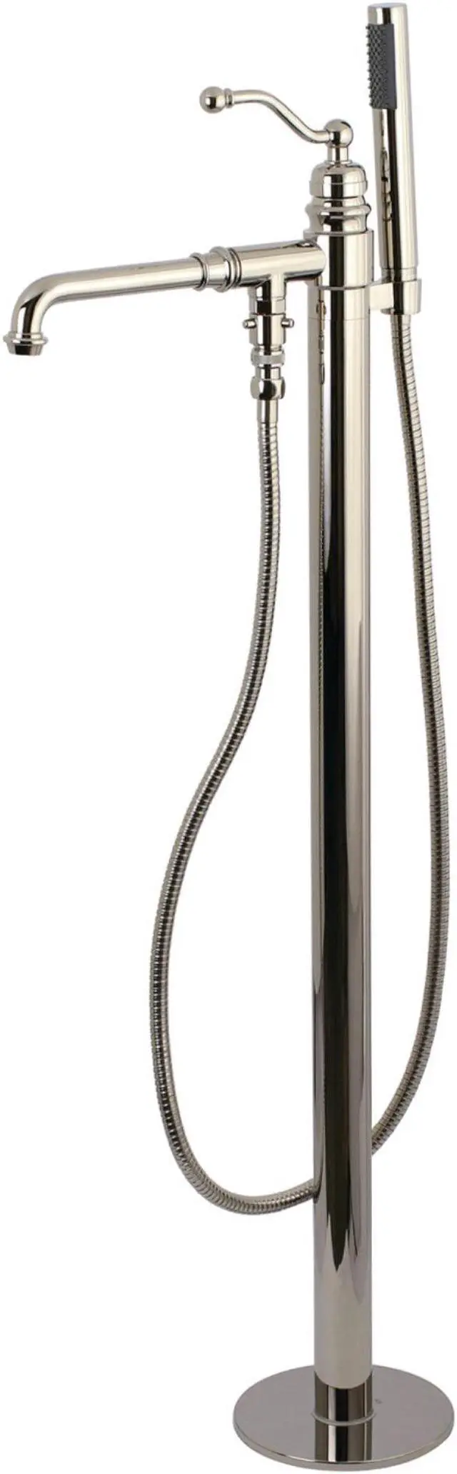 Alt view image 3 of 4 - Kingston Brass KS7036ABL English Country English Country Single Handle Freestanding Roman Tub Filler with Hand Shower, Polished Nickel