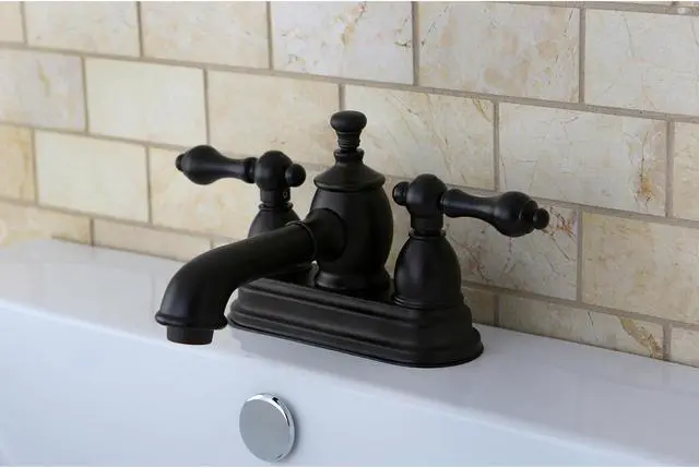 Alt view image 6 of 6 - Kingston Brass KS7005AL 4 in. Centerset Lavatory Faucet with Heritage Spout & Metal Lever Handle, Oil Rubbed Bronze