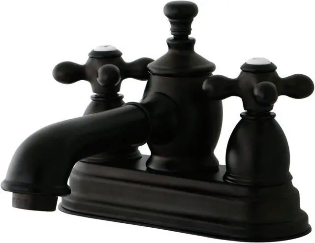 Alt view image 7 of 8 - Kingston Brass KS7005AX 4 in. English Country Centerset Lavatory Faucet with Brass Pop-Up Cross Handle, Oil Rubbed Bronze