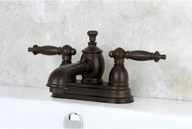 Alt view image 7 of 8 - Kingston Brass KS7005TL 4 in. Templeton Centerset Lavatory Faucet with Brass Pop-Up & Metal Lever Handle Oil Rubbed Bronze