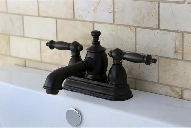 Alt view image 8 of 8 - Kingston Brass KS7005TL 4 in. Templeton Centerset Lavatory Faucet with Brass Pop-Up & Metal Lever Handle Oil Rubbed Bronze