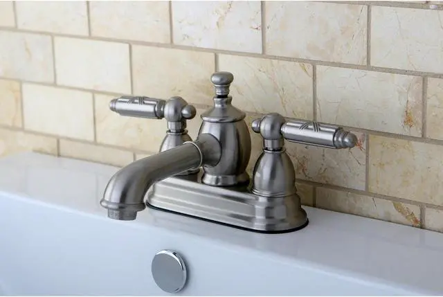 Alt view image 8 of 9 - Kingston Brass KS7008GL 4 in. Georgian Centerset Lavatory Faucet with Brass Pop-Up & Metal Lever Handle Satin Nickel