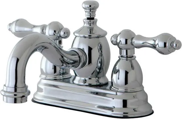 Alt view image 5 of 6 - Kingston Brass KS7101AL 4 in. English Country Centerset Lavatory Faucet with Brass Pop-Up with Metal Lever Handle, Polished Chrome