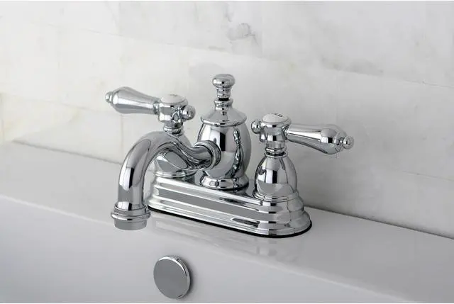 Alt view image 6 of 7 - Kingston Brass KS7101BAL 4 in. Centerset Lavatory Faucet with Heritage Spout & Metal Lever Handle, Polished Chrome