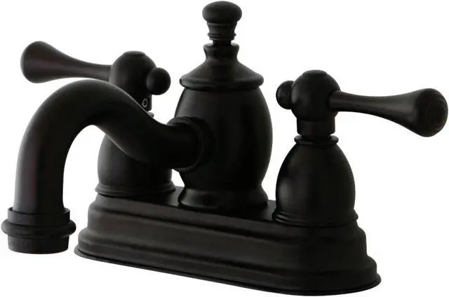 Alt view image 4 of 4 - Kingston Brass KS7105BL 4 in. Vintage Centerset Lavatory Faucet with Brass Pop-Up & Metal Lever Handle Oil Rubbed Bronze