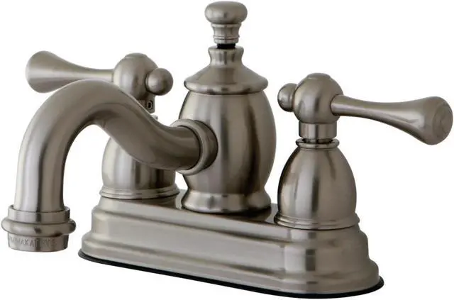Alt view image 3 of 3 - Kingston Brass KS7108BL 4 in. Centerset Lavatory Faucet with Heritage Spout & Metal Lever Handle, Satin Nickel