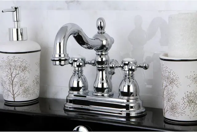 Alt view image 5 of 6 - Kingston Brass KB1601BX 4 in. Heritage Centerset Lavatory Faucet with Metal Lever Handle, Chrome