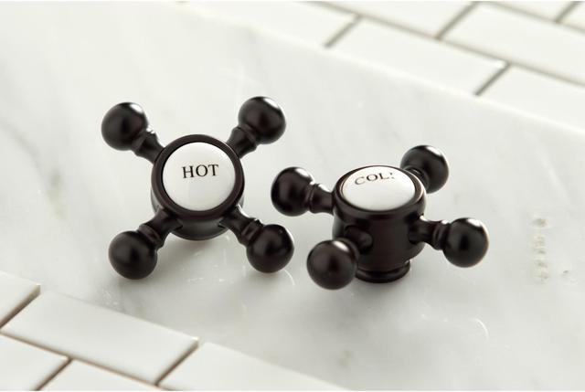 Alt view image 5 of 5 - kingston brass kb1605bx heritage 4inch centerset lavatory faucet with metal cross handle, oil rubbed bronze