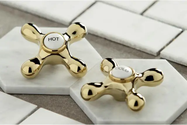 Alt view image 6 of 6 - Kingston Brass Wide Spread Lavatory Faucet With Metal Cross Handle Pb