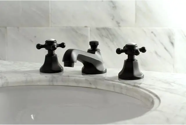 Alt view image 10 of 11 - Kingston Brass KS4460BX Metropolitan 8 in. Widespread Lavatory Faucet, Matte Black - 15.87 x 12.05 x 3.76 in.