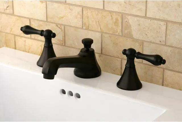 Alt view image 6 of 6 - Kingston Brass KS4475AL Widespread Lavatory Faucet with Brass Pop-Up with Metal Lever Handle, Oil Rubbed Bronze