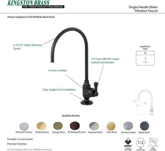 Alt view image 11 of 11 - Kingston Brass KS5193AL Traditional Royale Single-Handle Water Filtration Faucet - Vintage Brass