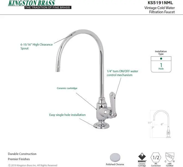 Alt view image 11 of 11 - Kingston Brass KS5191NML Traditional Magellan Single-Handle Water Filtration Faucet - Polished Chrome