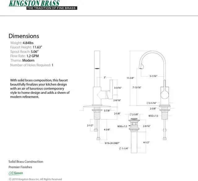 Alt view image 6 of 7 - Fauceture LS8218CTL Continental Single-Handle Bathroom Faucet, Brushed Nickel