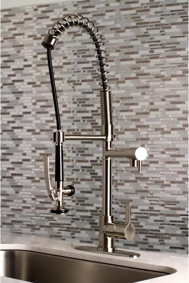 Alt view image 9 of 12 - Gourmetier LS8508CTL Continental Single-Handle Pre-Rinse Kitchen Faucet, Brushed Nickel