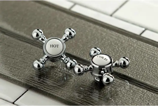 Alt view image 11 of 11 - Kingston Brass KS7101BX 4 in. Centerset Lavatory Faucet with Heritage Spout & Metal Cross Handle, Polished Chrome