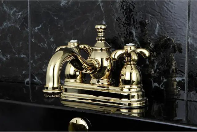 Alt view image 5 of 5 - Kingston Brass KS7102TX 4 in. Centerset Lavatory Faucet with Heritage Spout & Metal Cross Handle, Polished Brass