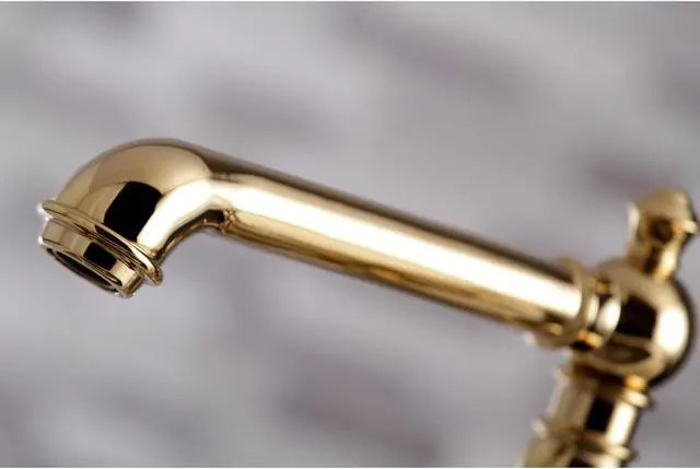 Alt view image 11 of 12 - Kingston Brass KS7272ALBS Kitchen Faucet with Side Sprayer, Polished Brass - 8.3125 x 6.875 x 14.125 in.