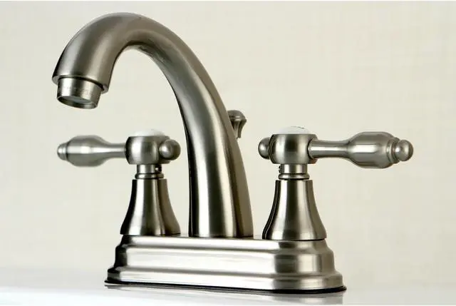 Alt view image 5 of 6 - Kingston Brass KS7618TAL 4 in. Centerset Lavatory Faucet with Metal Pop-Up Drain Assembly, Satin Nickel