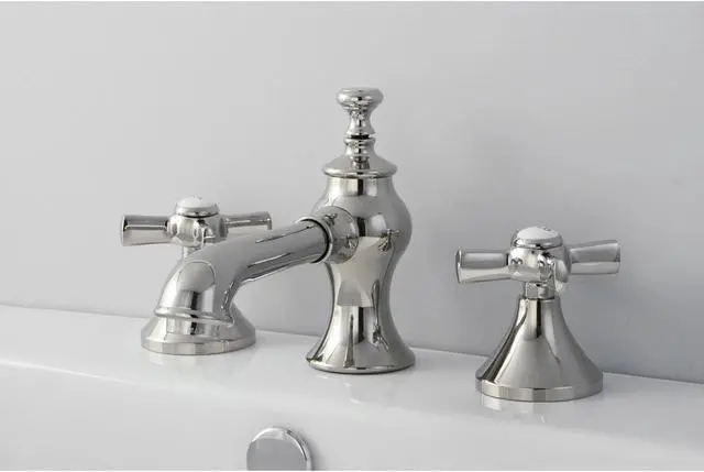 Alt view image 10 of 11 - Kingston Brass KC7066ZX Millennium widespread Lavatory Faucet with Brass Pop-Up Drain, Polished Nickel